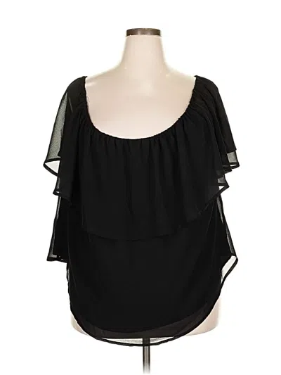 Pre-owned Colleen Lopez Short Sleeve Top Black Strapless Neckline Tops