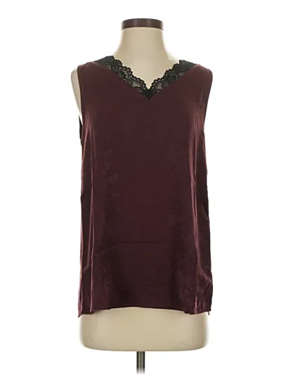 Pre-owned Colleen Lopez Sleeveless Top Burgundy V Neck Tops