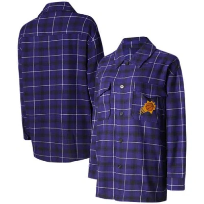 College Concepts Purple/black Phoenix Suns Boyfriend Button-up Nightshirt In Multi