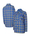 College Concepts Women's  Blue, Gold Golden State Warriors Boyfriend Button-up Nightshirt In Blue,gold