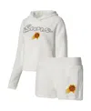 College Concepts Women's  Cream Phoenix Suns Fluffy Long Sleeve Hoodie T-shirt And Shorts Sleep Set In Cream