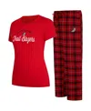 College Concepts Women's  Red, Black Portland Trail Blazers Arctic T-shirt And Flannel Pants Sleep Se In Red,black