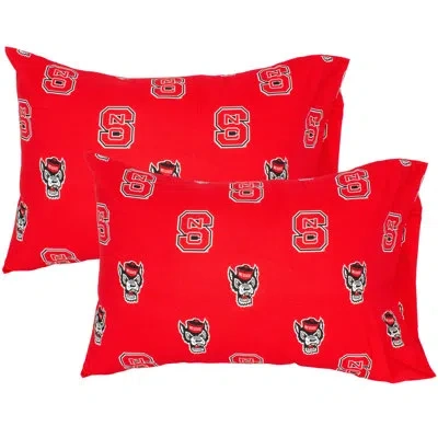 College Covers Ncaa North Carolina State Wolfpack 200 Thread Count 100% Cotton Sheet Set In Black;red