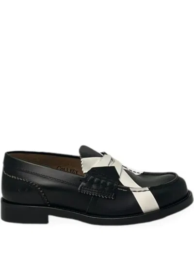 College Criss-cross Strap Loafers In Black