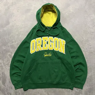 Pre-owned Collegiate X Vintage Crazy Vintage Y2k/2000s Oregon Ducks Spellout College Essential Hoodie! In Green