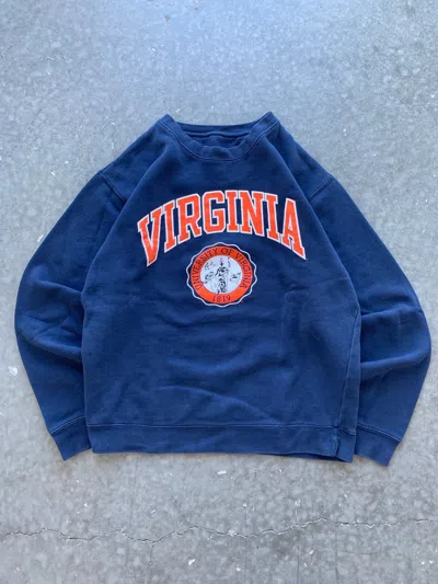Pre-owned Collegiate X Vintage Essential Vintage Y2k Virginia Sweatshirt Uva Heavyweight In Blue