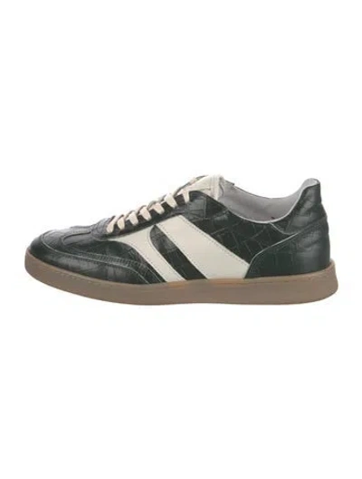 Pre-owned Collegium Leather Animal Print Sneakers In Green