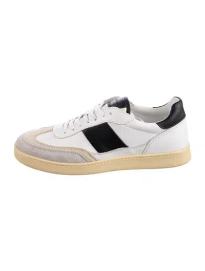 Pre-owned Collegium Leather Colorblock Pattern Sneakers W/ Tags In White