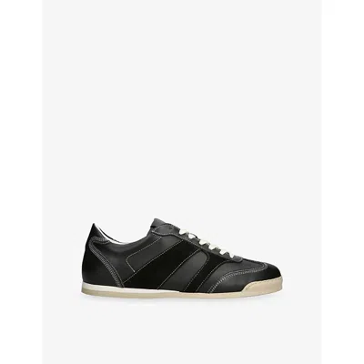 Collegium Mens Black Pillar Pista Leather And Suede Trainers Eur 45 / 11 Uk