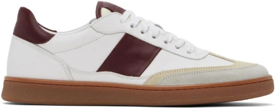 Collegium White & Burgundy Pillar Court Ii Trainers In White/rubino