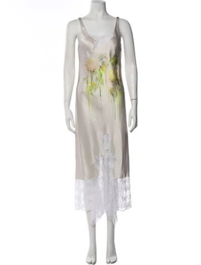 Pre-owned Collina Strada Acetate Long Dress In Neutrals