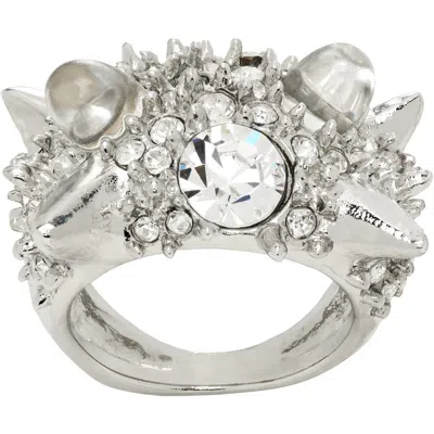Collina Strada Alien Spike Ring In Silver Clear