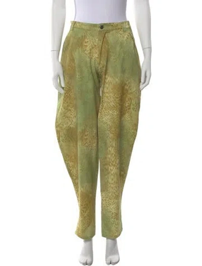 Pre-owned Collina Strada Animal Print Wide Leg Pants In Yellow