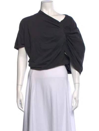 Pre-owned Collina Strada Asymmetrical Short Sleeve Top In Grey