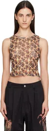 Collina Strada Beige & Black Leopard Peony Dachi Cardio Top In Pink