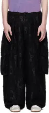 Collina Strada Black Jacquard Pleated Cargo Pants In Black