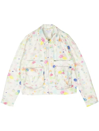 Collina Strada Bloom Doodle Cotton Twill Jacket In Yellow