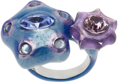 Collina Strada Blue & Purple Starlet Ring In Soft Blue
