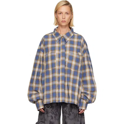 Collina Strada Chason Country Plaid Cotton Blend Scrunch Shirt In Multi