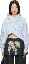 Collina Strada Blue Draped Hoodie In Sky Flowers