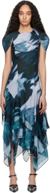 Collina Strada Blue Hillary Maxi Dress In Navy Melting Bloom