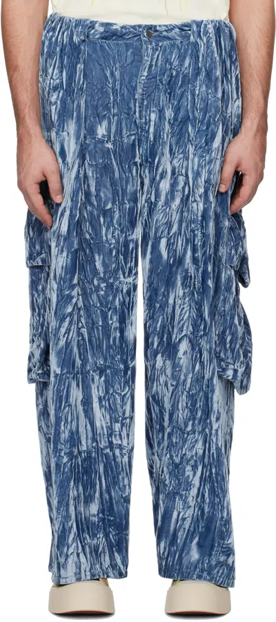 Collina Strada Blue Pleated Cargo Pants In Sky