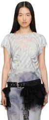 Collina Strada Blue Waterlily Blouse In Washed Wavy Navy Flo