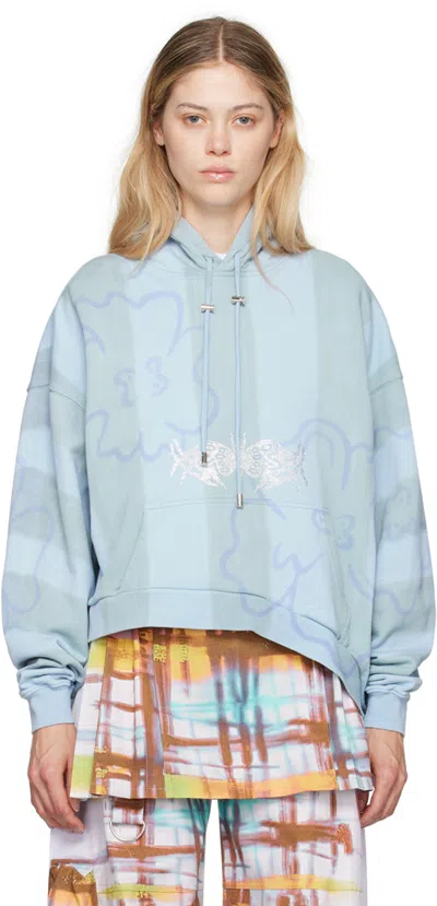 Collina Strada Blue Wave Hem Hoodie In Storm Blue Flower St