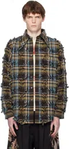 Collina Strada Brown & Blue Bat Button-up Shirt In Multi