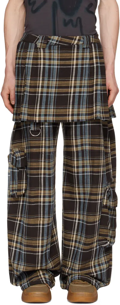 Collina Strada Brown Lawn Skirt Cargo Pants In Black