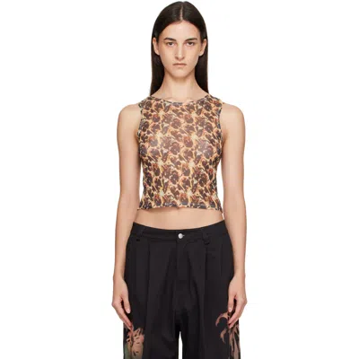 Collina Strada Brown Leopard Peony Dachi Cardio Top In Multi