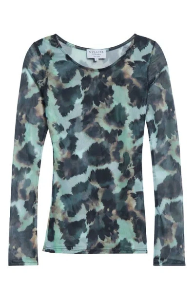 Collina Strada Cardio Floral Print Gold Lamé Top In Multi