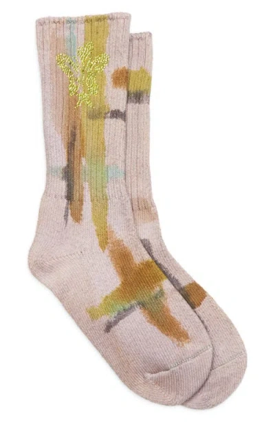 Collina Strada Crystal Embellished Organic Cotton Crew Socks In Multi