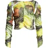Collina Strada Delilah Gathered Silk Crop Top In Melting Bloom
