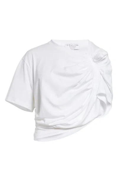 Collina Strada Eva Draped Organic Cotton Crop Top In White