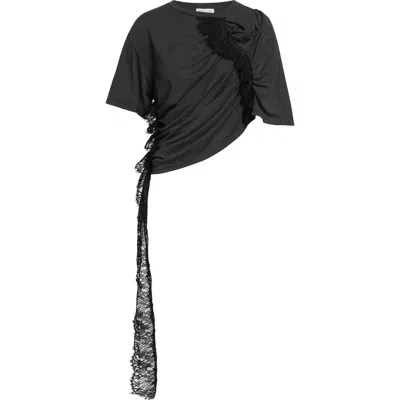 Collina Strada Eva Lace Trim Organic Cotton T-shirt In Black