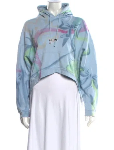 Pre-owned Collina Strada Floral Print Crew Neck Hoodie In Blue