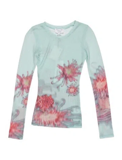 Pre-owned Collina Strada Floral Print Crew Neck Top In Blue