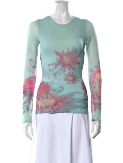 Pre-owned Collina Strada Floral Print Crew Neck Top In Multicolor