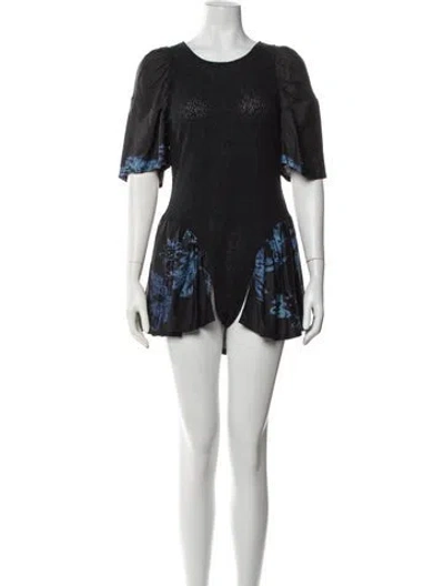 Pre-owned Collina Strada Floral Print Crew Neck Top W/ Tags In Black