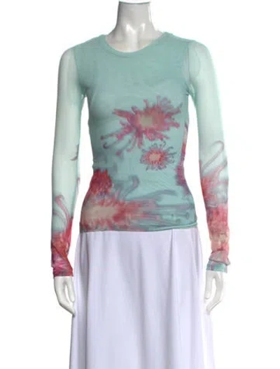 Pre-owned Collina Strada Floral Print Crew Neck Top W/ Tags In Green