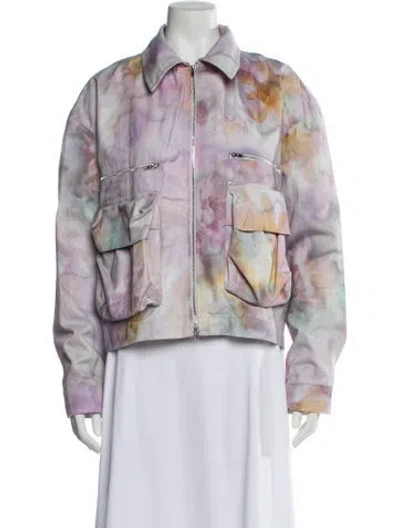Pre-owned Collina Strada Floral Print Denim Jacket In White