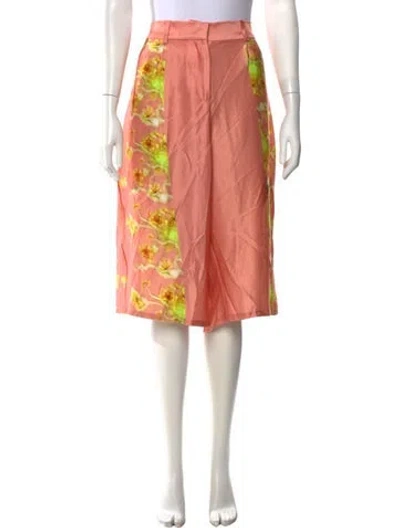 Pre-owned Collina Strada Floral Print Knee-length Shorts W/ Tags In Orange