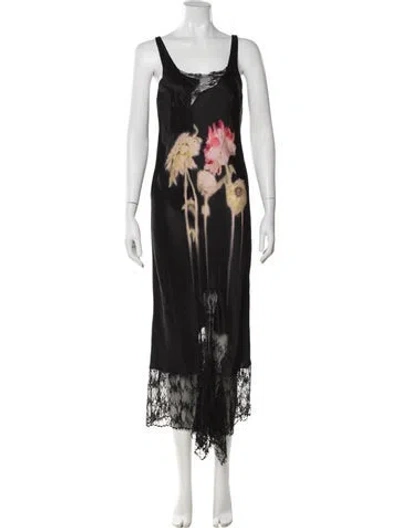 Pre-owned Collina Strada Floral Print Long Dress In Black