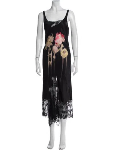 Pre-owned Collina Strada Floral Print Long Dress In Black