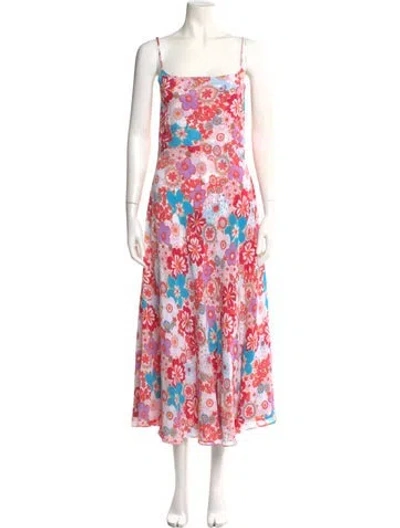 Pre-owned Collina Strada Floral Print Long Dress In Red