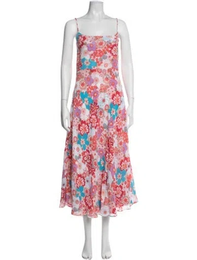 Pre-owned Collina Strada Floral Print Long Dress In Red