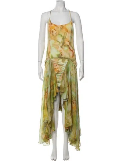 Pre-owned Collina Strada Floral Print Long Dress In Yellow