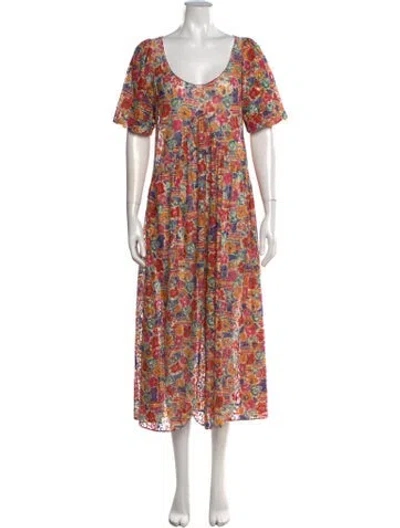 Pre-owned Collina Strada Floral Print Midi Length Dress In Multi