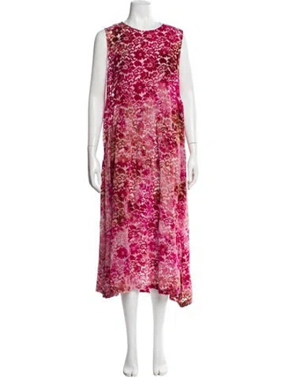 Pre-owned Collina Strada Floral Print Midi Length Dress In Pink